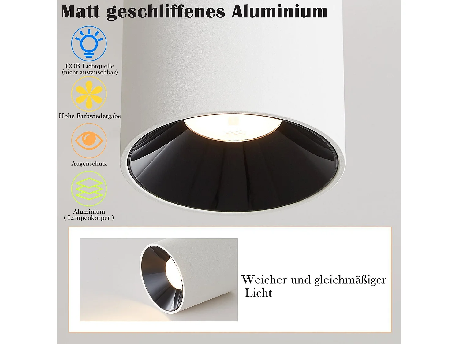 NETTLIFE Spot 3000 K 7 W LED en saillie, blanc, rond, moderne, blanc chaud, spot de plafond plat, plafonnier