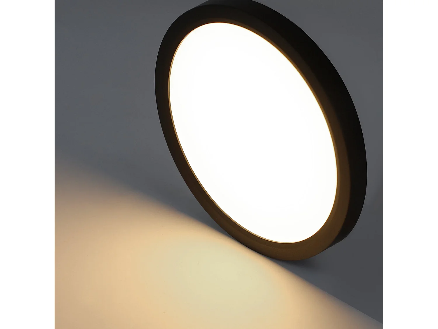 NETTLIFE Plafonnier LED Plat Noir 4000K Chambre 24W Salle de Bain Couloir Ronde pour Cuisine