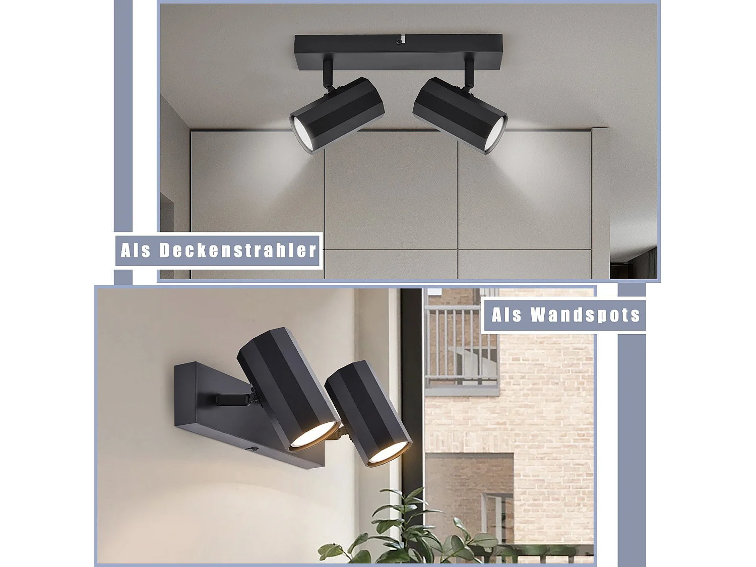 NETTLIFE 2 Vintage Schwarz Deckenstrahler GU10 350° Schwenkbar Retro Küchenlampe Max 25W Metall für Wohnzimmer Esszimmer Schlafzimmer ohne Leuchtmittel