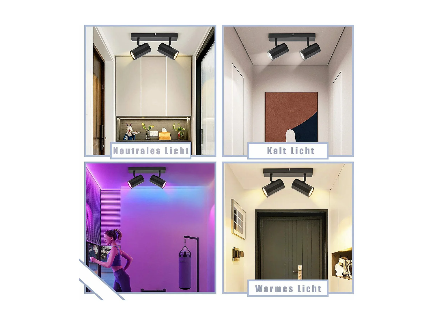 NETTLIFE Spots 2 Plafond Noir Vintage GU10 Pivotant 350°Lampe de Cuisine Rétro Max 25 W Métal pour Salon Salle à Manger Chambre sans Ampoule