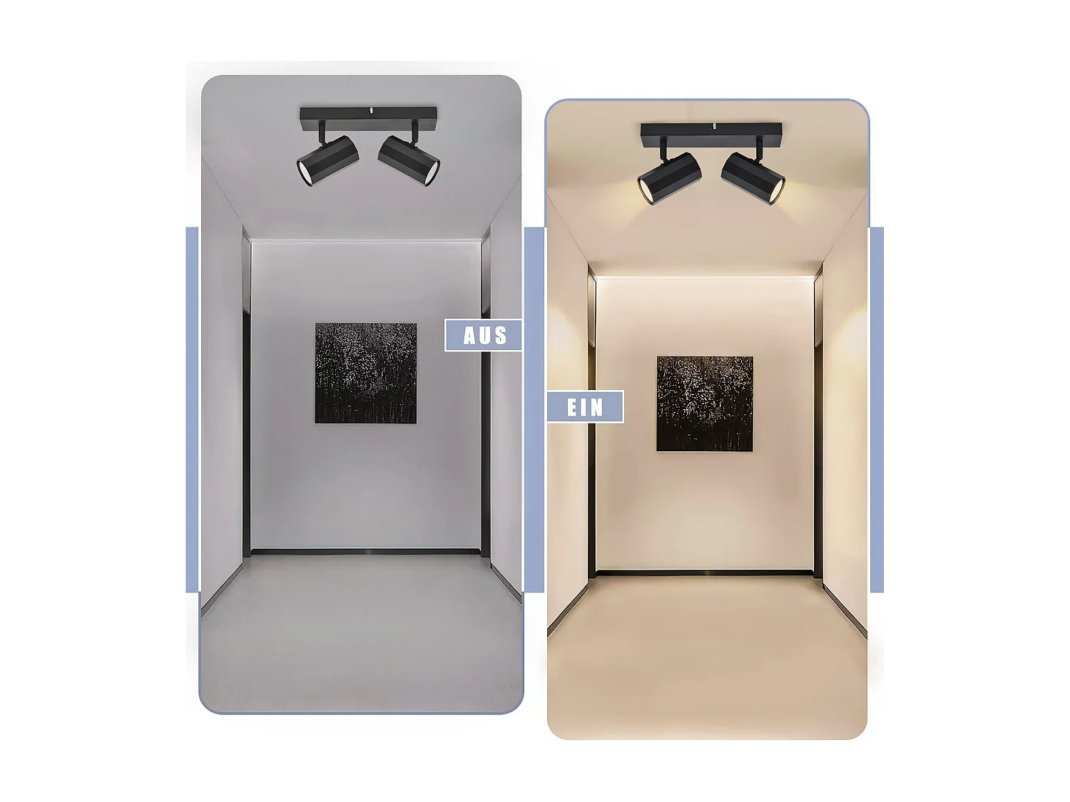 NETTLIFE Spots 2 Plafond Noir Vintage GU10 Pivotant 350°Lampe de Cuisine Rétro Max 25 W Métal pour Salon Salle à Manger Chambre sans Ampoule