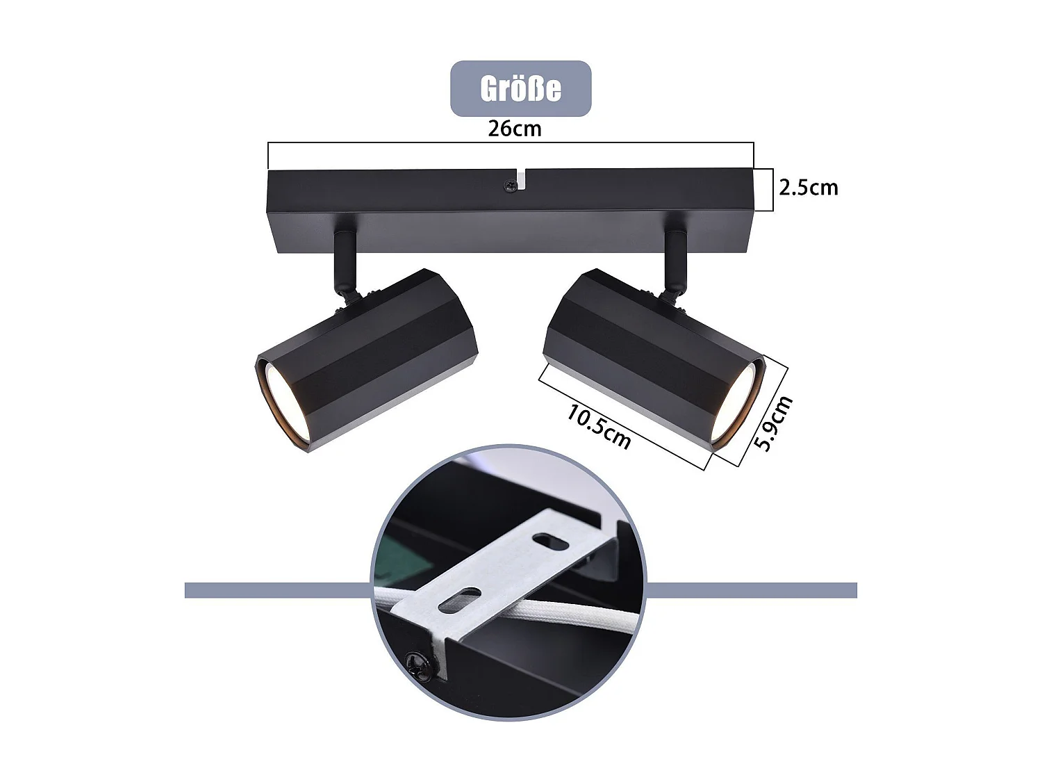 NETTLIFE Spots 2 Plafond Noir Vintage GU10 Pivotant 350°Lampe de Cuisine Rétro Max 25 W Métal pour Salon Salle à Manger Chambre sans Ampoule