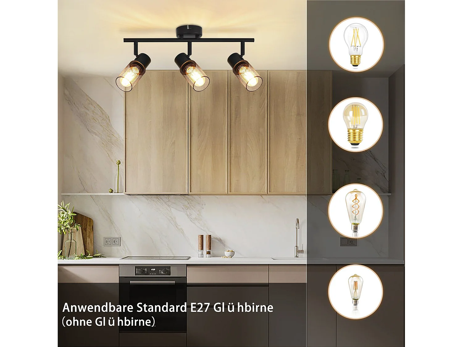 NETTLIFE Opbouwspot 3 vlammen E27 vintage Zuil zwart metaal Plafondspot verstelbaar 330°spot plafondlamp spot voor woonkamer slaapkamer keuken zonder gloeilampen