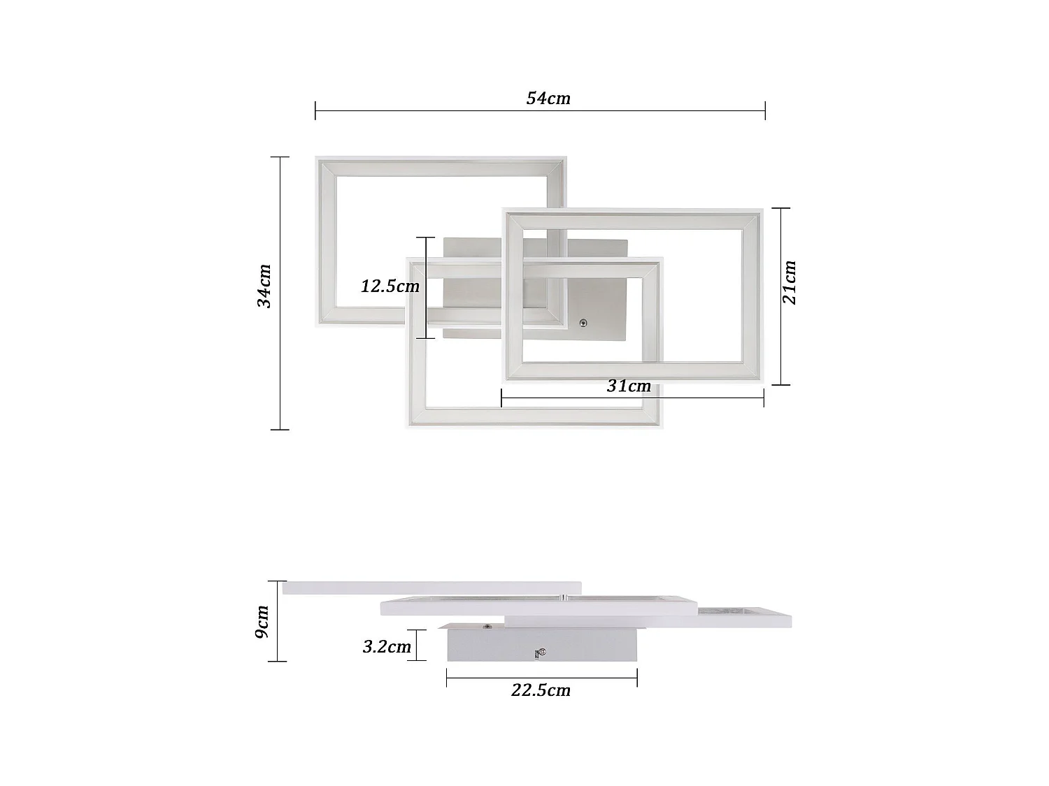 NETTLIFE lampa sufitowa LED RGB z możliwością przyciemniania nowoczesna lampa do sypialni z pilotem 45W geometryczna do salonu jadalni