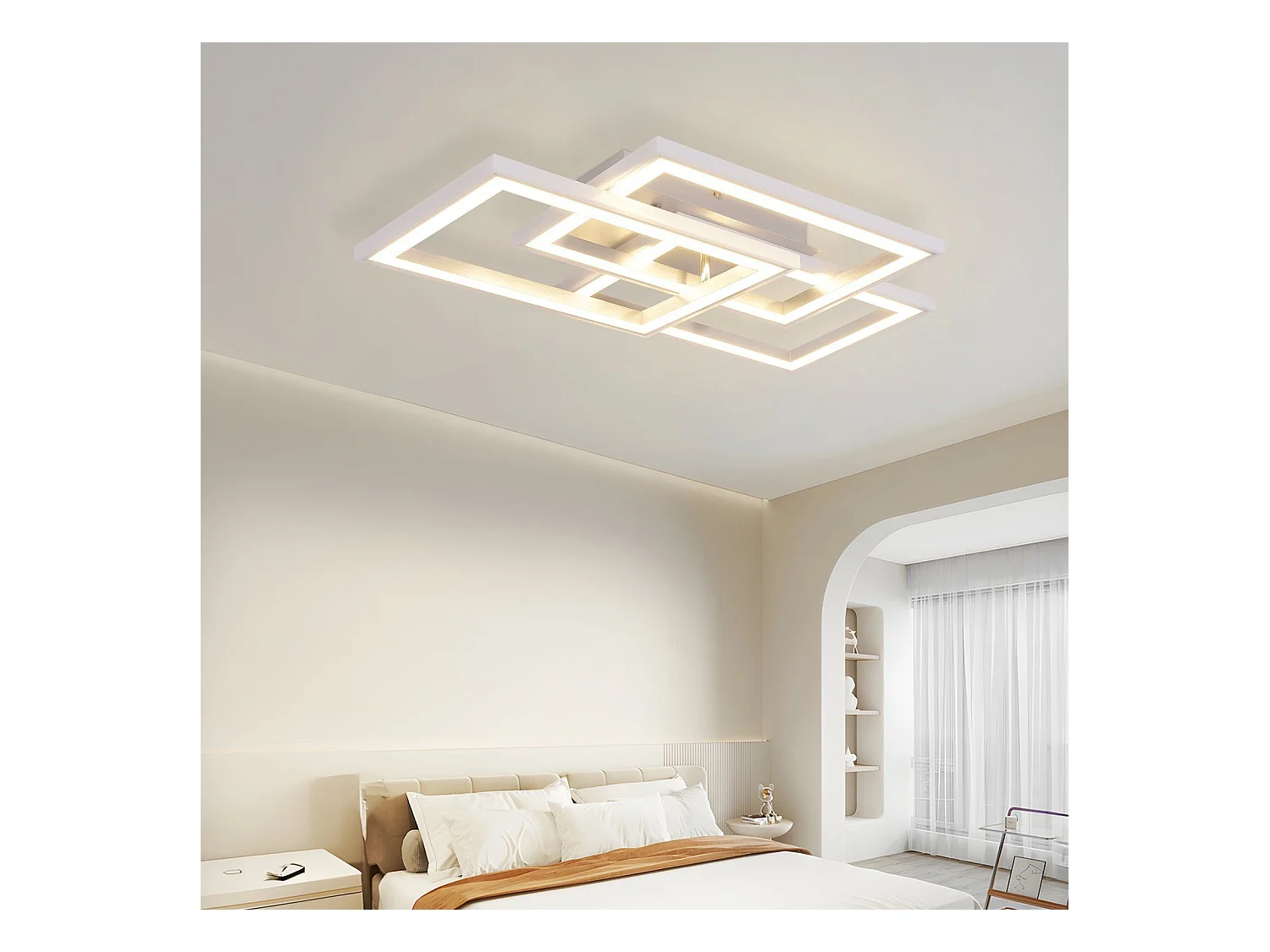 NETTLIFE RGB LED Plafondlamp Moderne Slaapkamerlamp Dimbaar met Afstandsbediening 45W Geometrisch voor Woonkamer Eetkamer