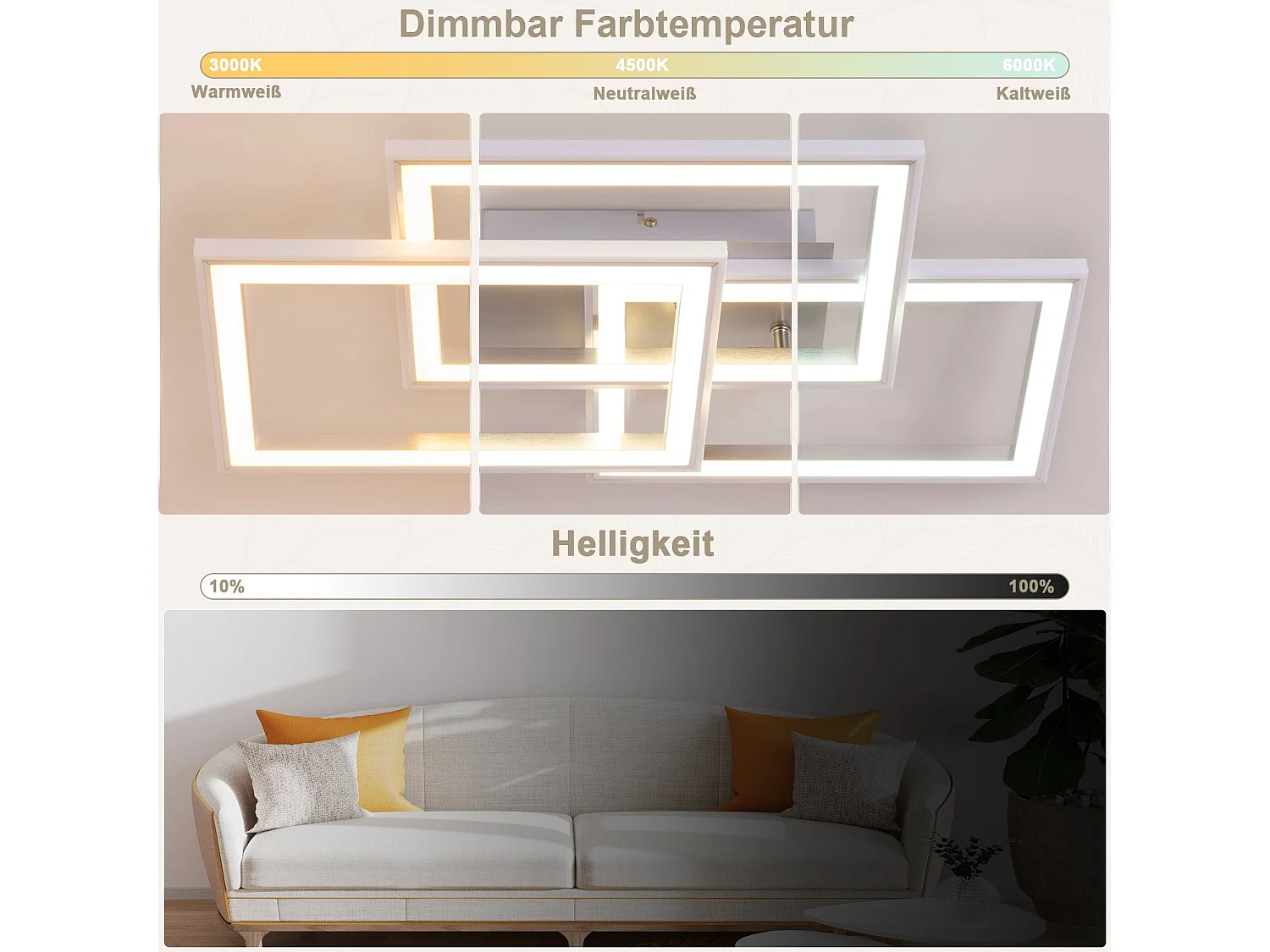NETTLIFE RGB LED Plafondlamp Moderne Slaapkamerlamp Dimbaar met Afstandsbediening 45W Geometrisch voor Woonkamer Eetkamer