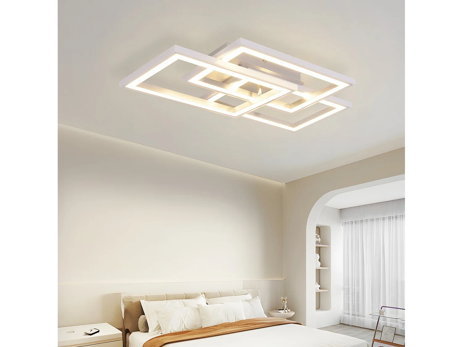 NETTLIFE Plafonnier LED RGB Dimmable Lampe de Chambre Moderne avec Télécommande 45W Géométrique pour Salon Salle à Manger