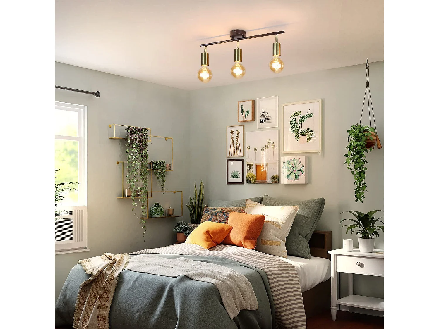 NETTLIFE plafondspot - zwart goud - 3xE27 plafondlamp - vintage - 25cm - IP20 - woonkamer