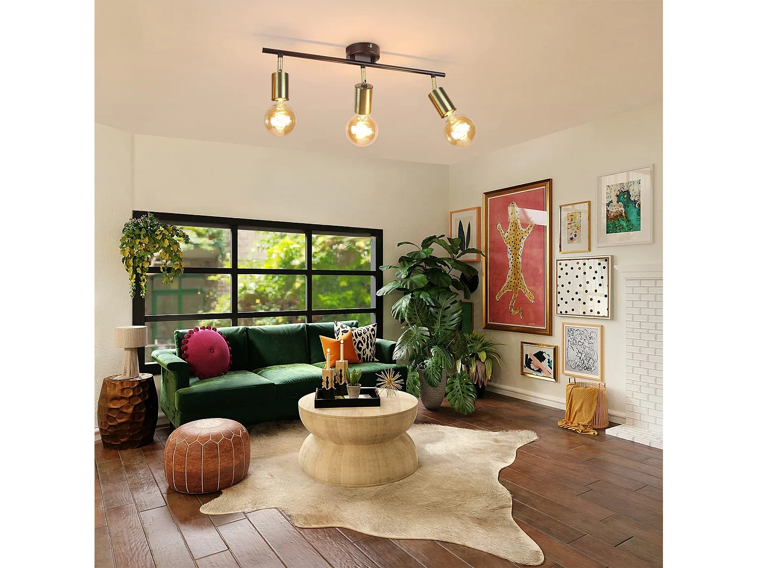 NETTLIFE 3 Spots de plafond vintage E27 lampe industrielle noir et or rétro pivotant moderne pour cuisine couloir salle à manger