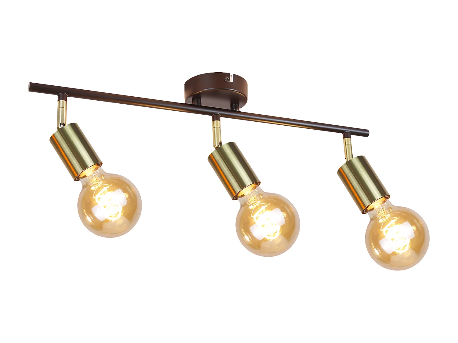 3er Vintage Deckenstrahler E27 Industrielampe Schwarz Gold Retro Schwenkbar Modern