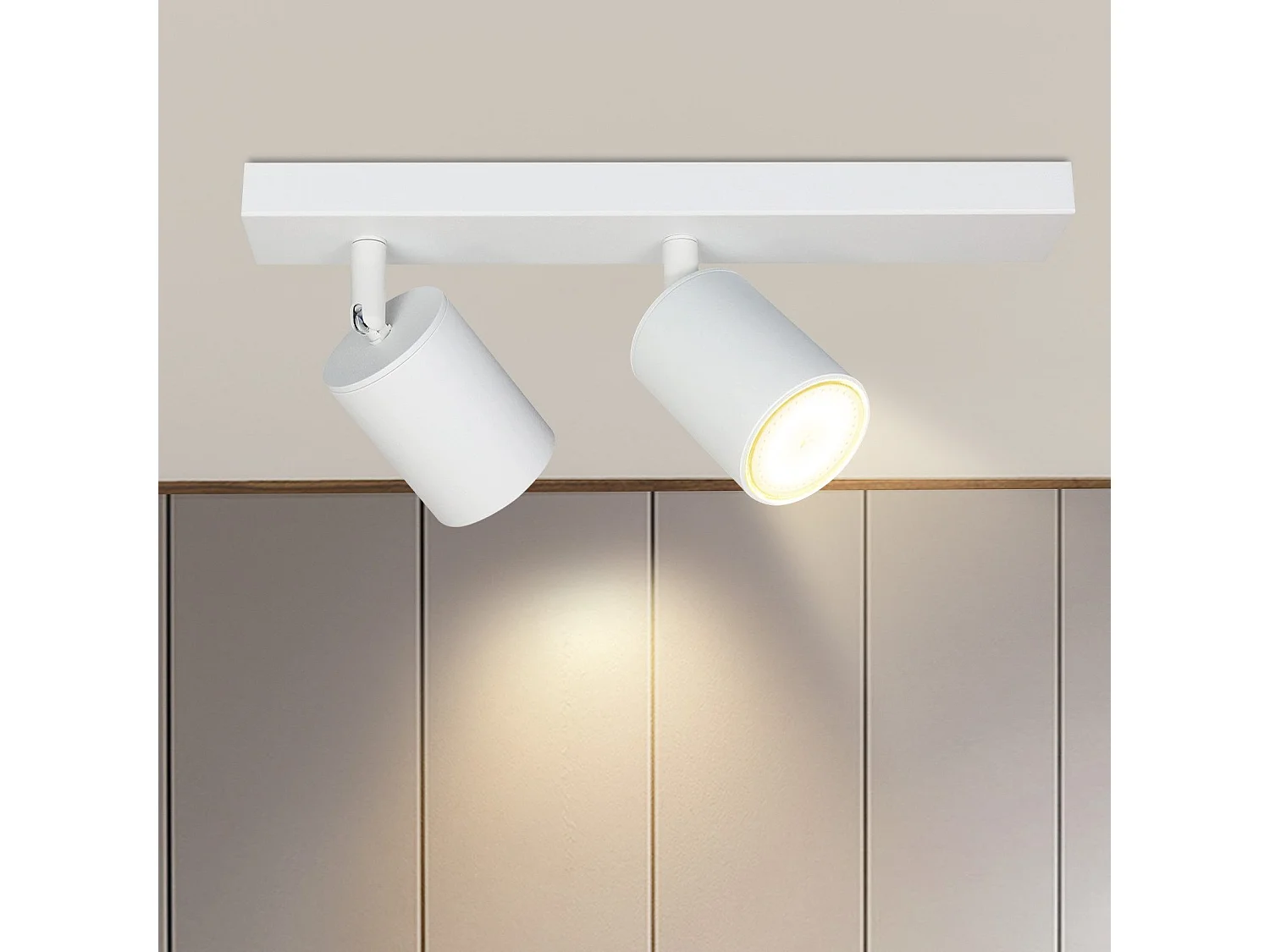 NETTLIFE Spots LED Blanc GU10 2 Ampoules Orientable à 350° MAX.25W Lampe de Couloir Moderne Spot Mural Industriel pour Salon Chambre Cuisine