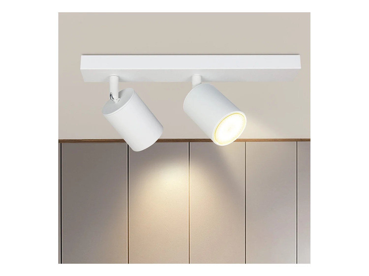 NETTLIFE Spots LED Blanc GU10 2 Ampoules Orientable à 350° MAX.25W Lampe de Couloir Moderne Spot Mural Industriel pour Salon Chambre Cuisine