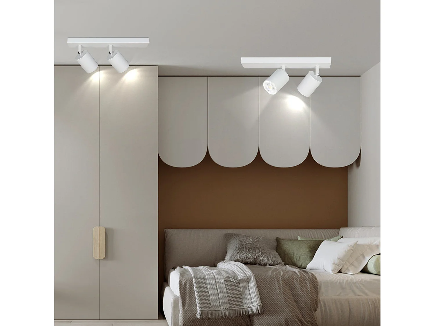 NETTLIFE Spots LED Blanc GU10 2 Ampoules Orientable à 350° MAX.25W Lampe de Couloir Moderne Spot Mural Industriel pour Salon Chambre Cuisine