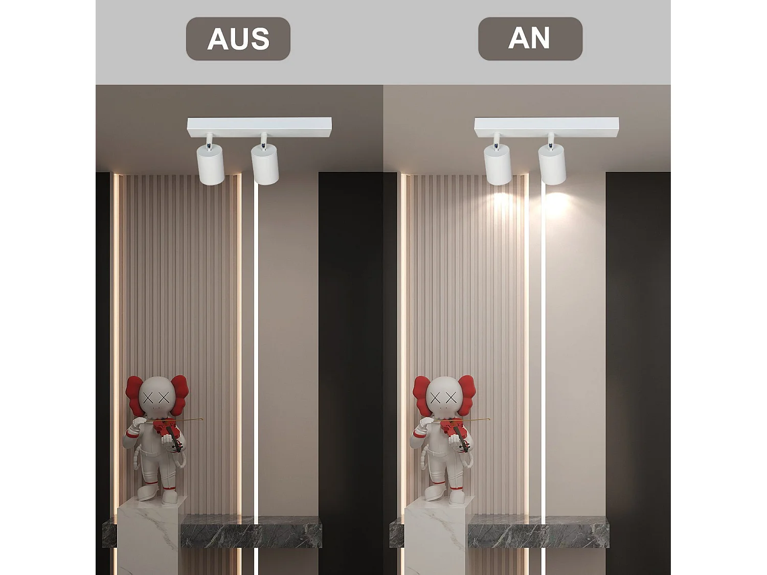 NETTLIFE Spots LED Blanc GU10 2 Ampoules Orientable à 350° MAX.25W Lampe de Couloir Moderne Spot Mural Industriel pour Salon Chambre Cuisine