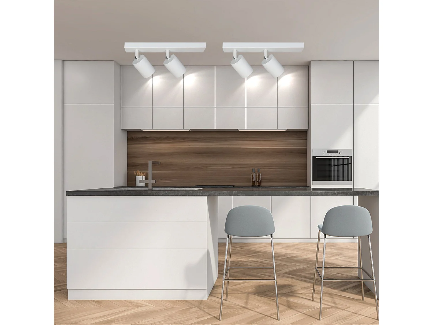 NETTLIFE Spots LED Blanc GU10 2 Ampoules Orientable à 350° MAX.25W Lampe de Couloir Moderne Spot Mural Industriel pour Salon Chambre Cuisine