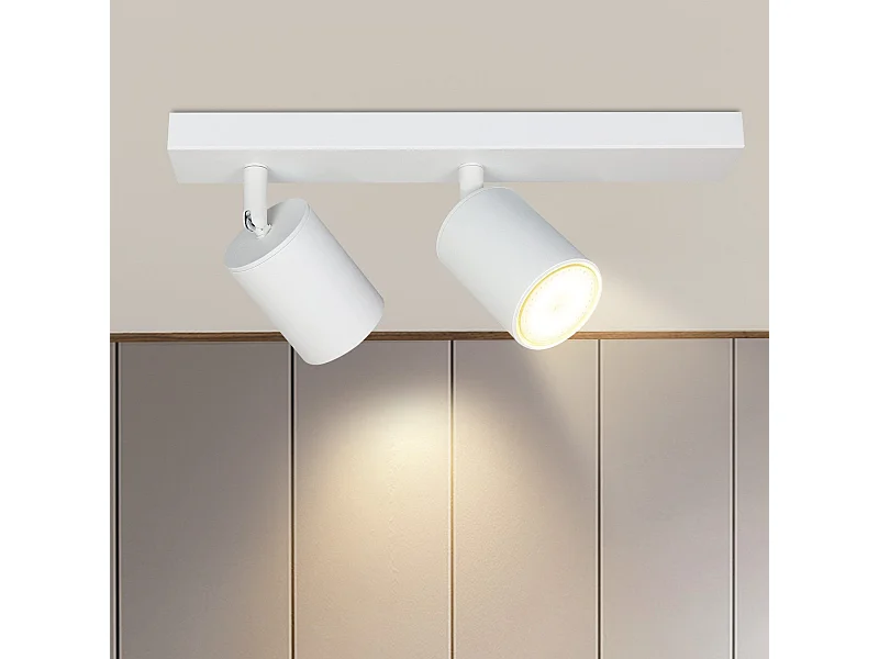 NETTLIFE Spots LED Blanc GU10 2 Ampoules Orientable à 350° MAX.25W Lampe de Couloir Moderne Spot Mural Industriel pour Salon Chambre Cuisine