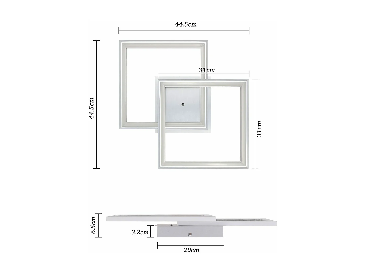 NETTLIFE LED Plafondlamp zilver modern dimbaar met afstandsbediening RGB kleurverandering 2 hoekig ontwerp 40W slaapkamerlamp voor woonkamer | keuken | hal eetkamer