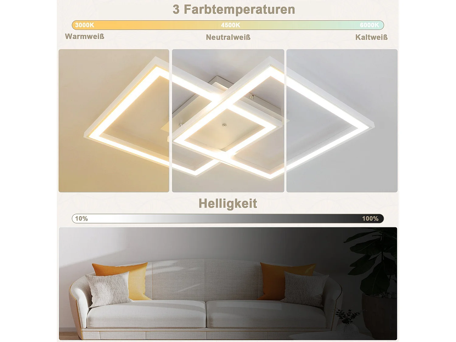 NETTLIFE LED Plafondlamp zilver modern dimbaar met afstandsbediening RGB kleurverandering 2 hoekig ontwerp 40W slaapkamerlamp voor woonkamer | keuken | hal eetkamer