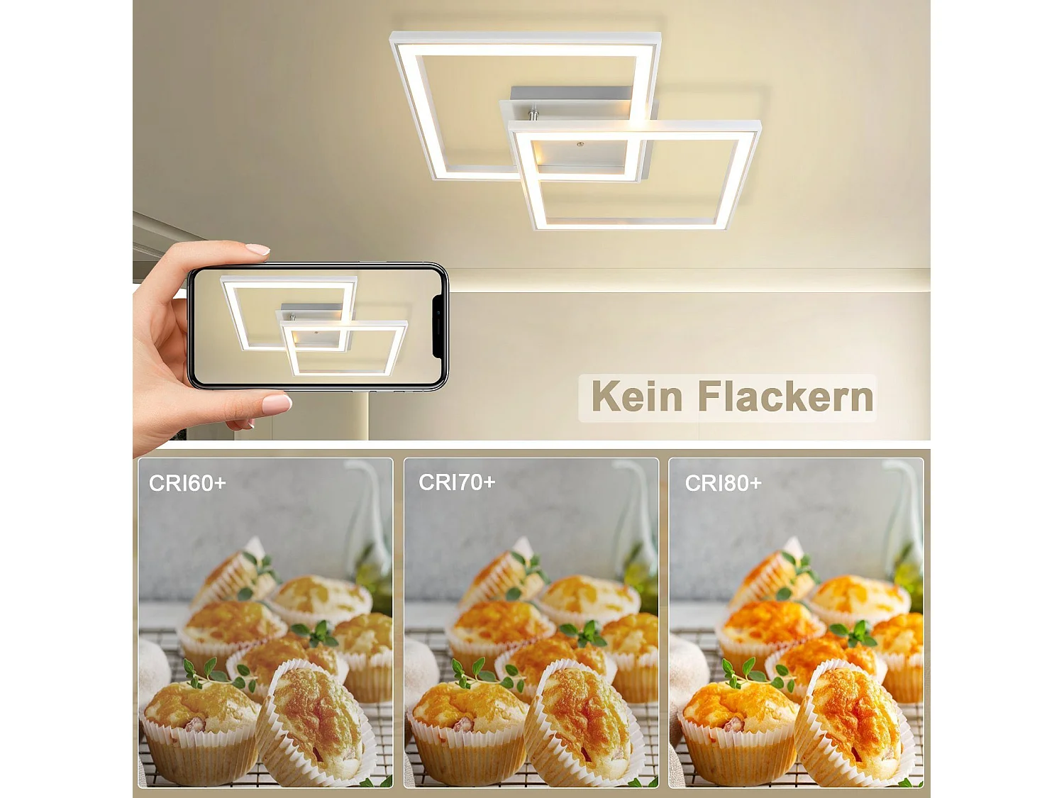 NETTLIFE LED Plafondlamp zilver modern dimbaar met afstandsbediening RGB kleurverandering 2 hoekig ontwerp 40W slaapkamerlamp voor woonkamer | keuken | hal eetkamer