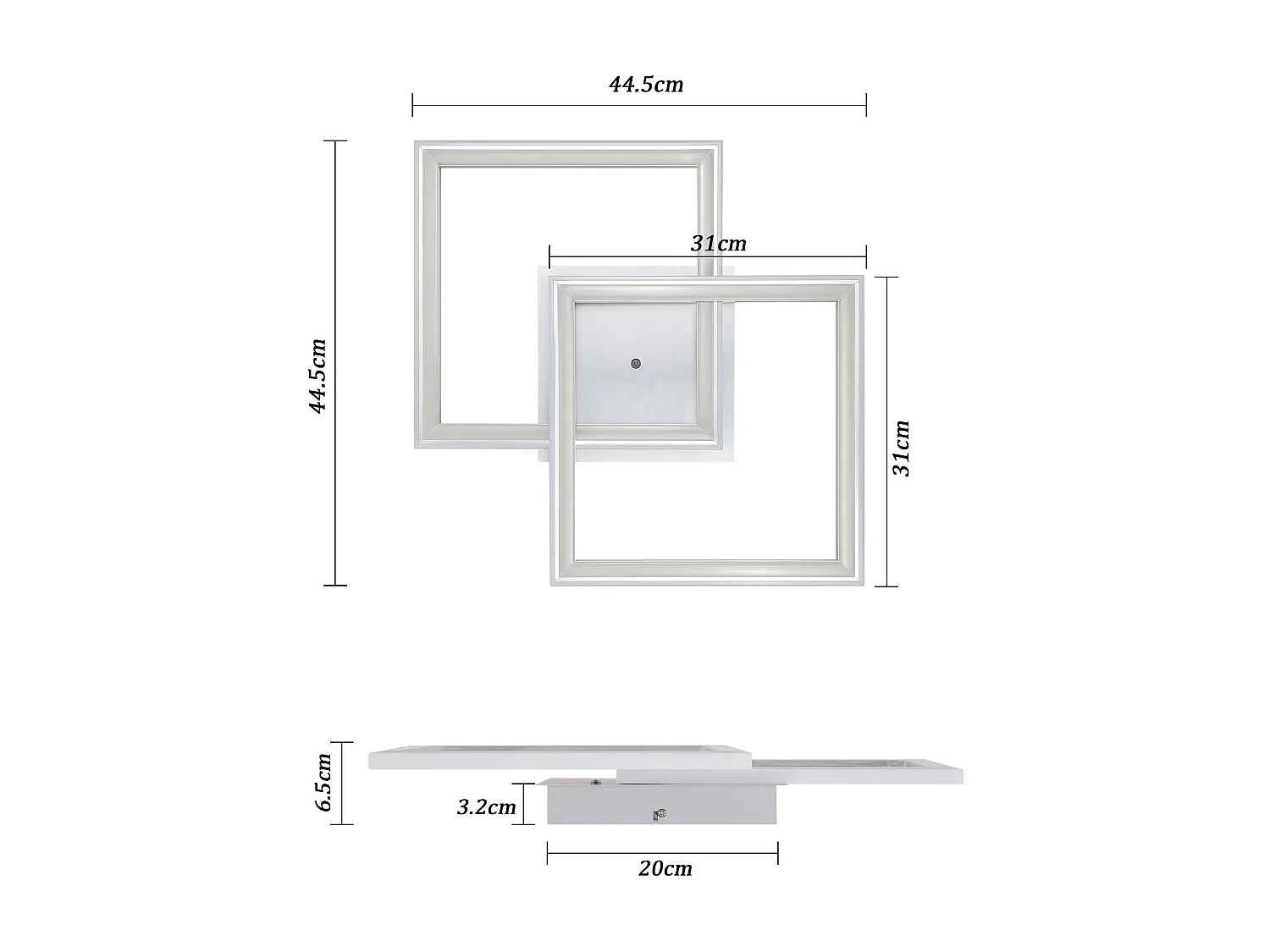 NETTLIFE LED Plafondlamp zilver modern dimbaar met afstandsbediening RGB kleurverandering 2 hoekig ontwerp 40W slaapkamerlamp voor woonkamer | keuken | hal eetkamer