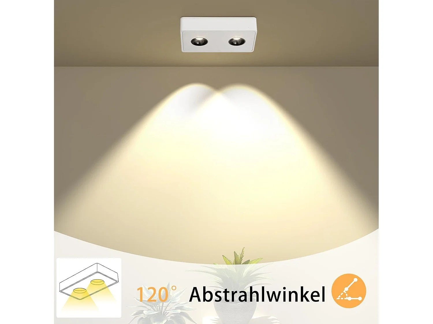 NETTLIFE 2 Spots de plafond Ekig blanc chaud 11W en saillie petits pour cuisine couloir chambre salle à manger
