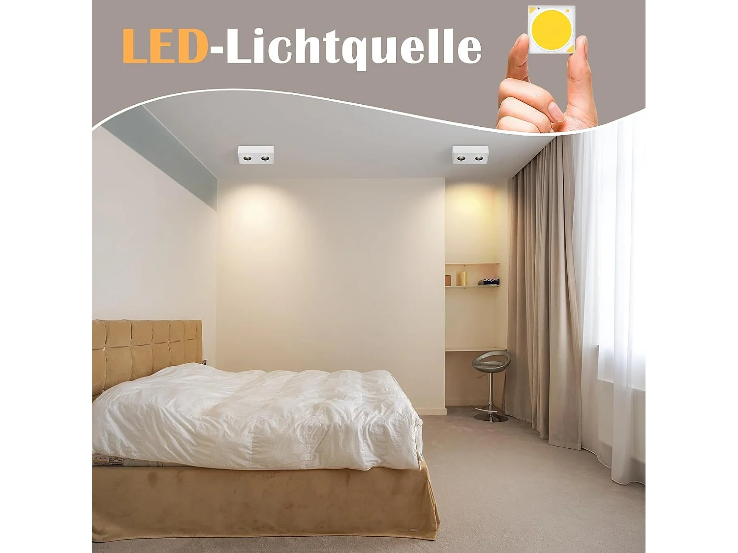 NETTLIFE 2 Spots de plafond Ekig blanc chaud 11W en saillie petits pour cuisine couloir chambre salle à manger