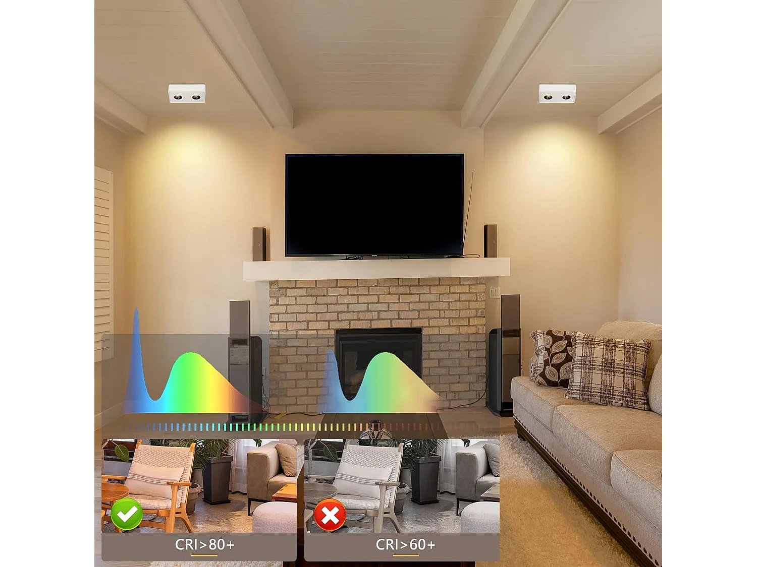 NETTLIFE 2 Spots de plafond Ekig blanc chaud 11W en saillie petits pour cuisine couloir chambre salle à manger