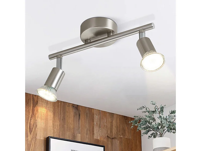 NETTLIFE 2er Moderner Flur Deckenstrahler GU10 330° Drehbar Edelstahl für Wohnzimmer Schlafzimmer (Ohne Leuchtmittel)