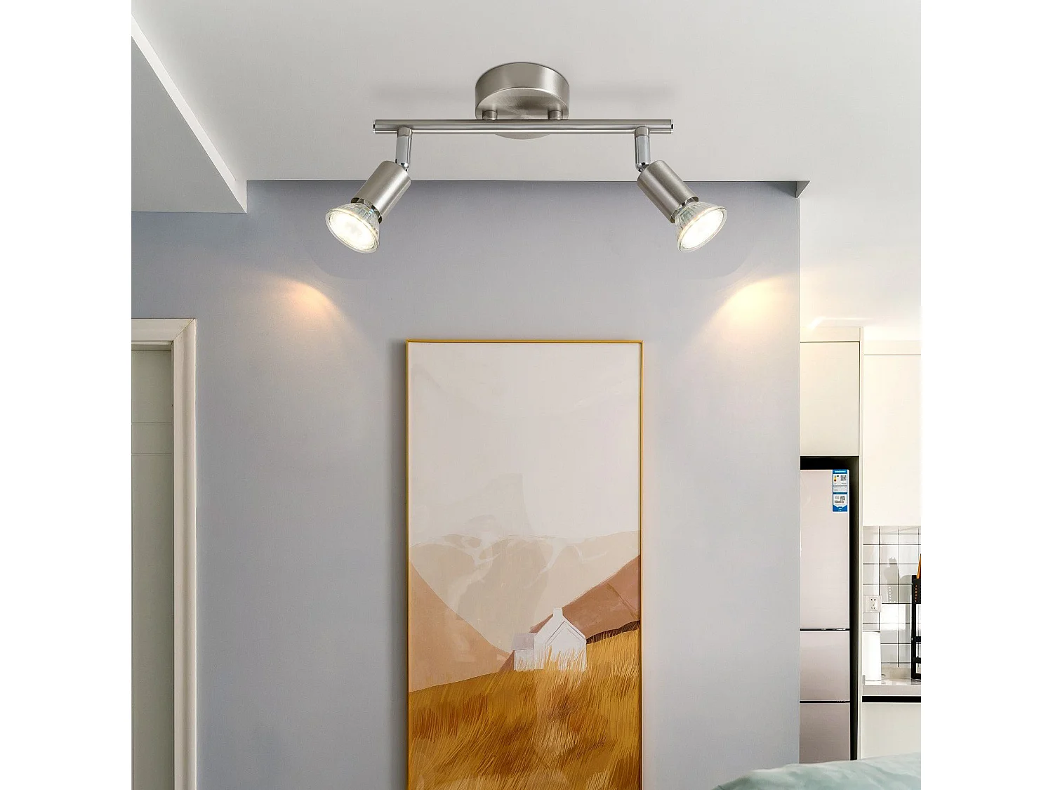 NETTLIFE 2 Spots de plafond couloir moderne GU10 orientables à 330°en acier inoxydable pour salon chambre (sans ampoule)