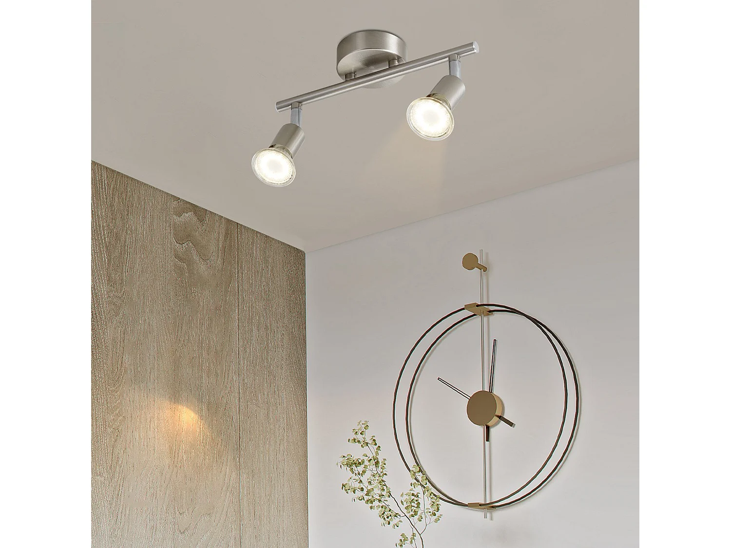 NETTLIFE 2 Spots de plafond couloir moderne GU10 orientables à 330°en acier inoxydable pour salon chambre (sans ampoule)