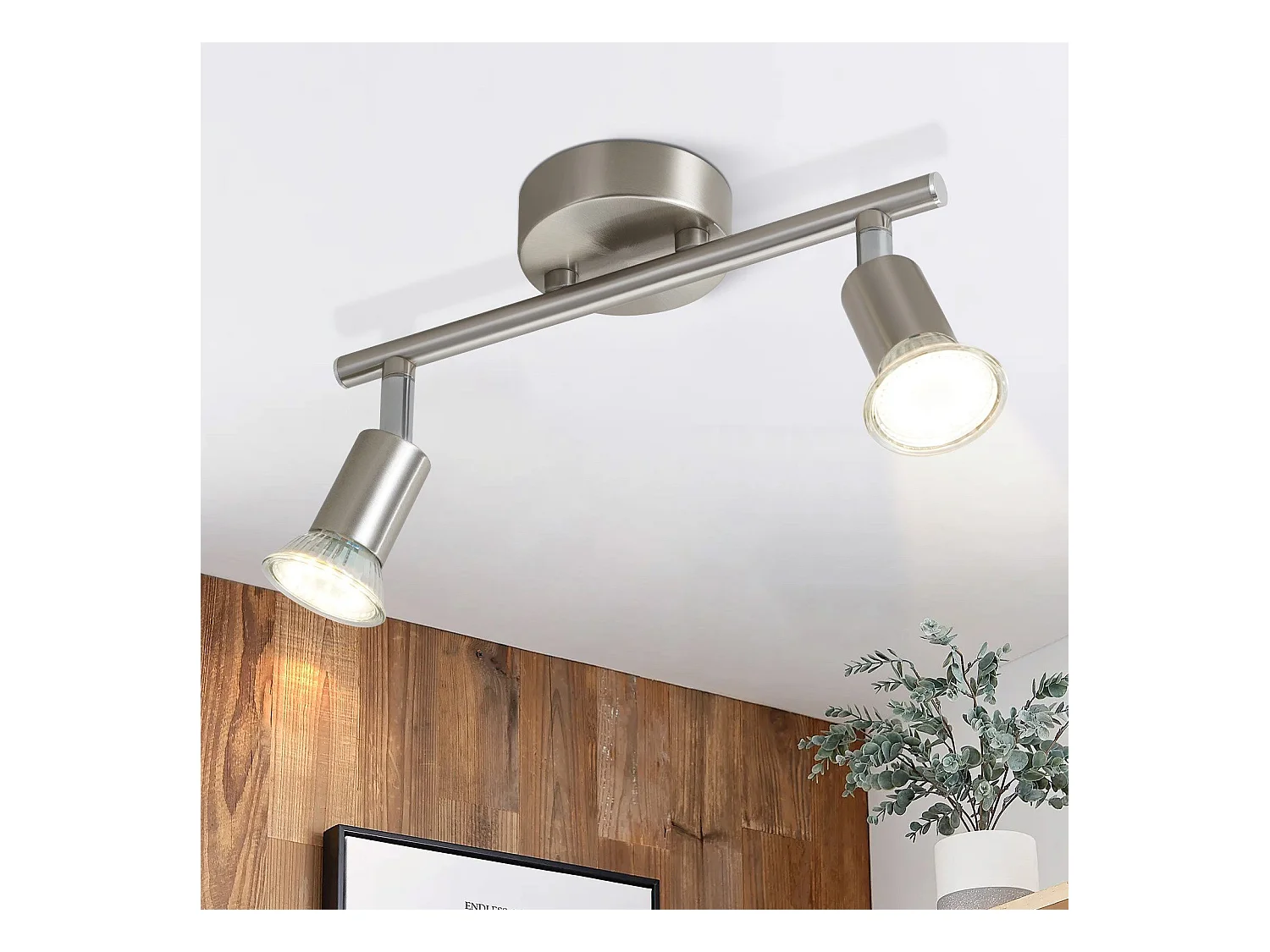 NETTLIFE Opbouwspot - plafondspot met 2 lichtpunten - spots - zilver Plafondlamp - L 25 cm - draaibar - kantelbaar - GU10 fitting - plafoniere - excl. GU10