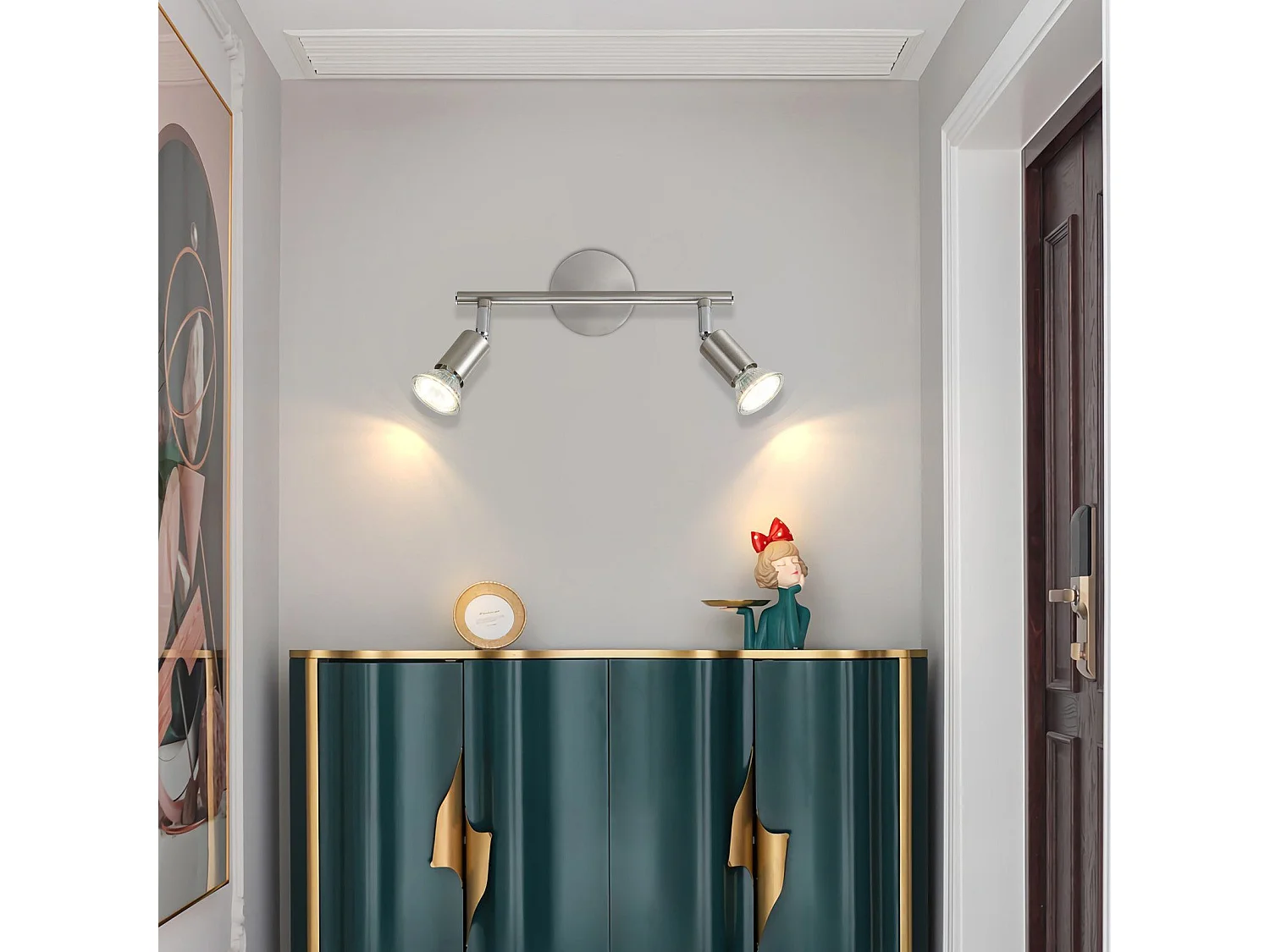 NETTLIFE 2 Spots de plafond couloir moderne GU10 orientables à 330°en acier inoxydable pour salon chambre (sans ampoule)