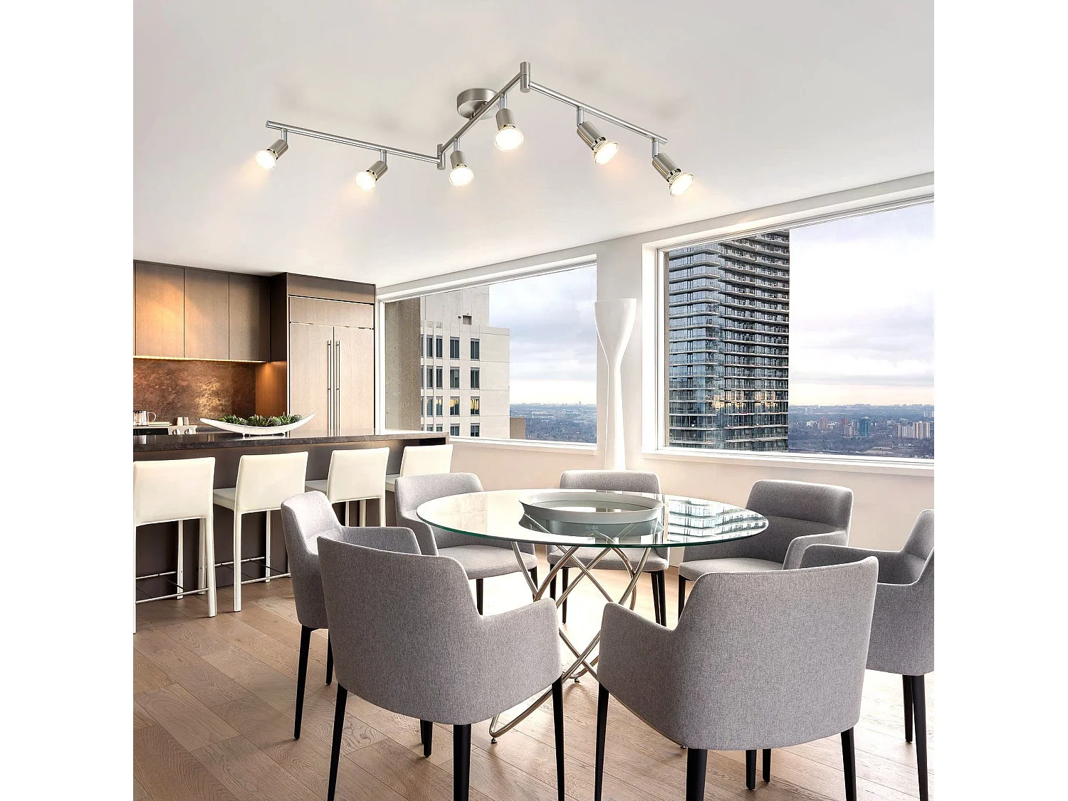 NETTLIFE 6 Nowoczesne reflektory sufitowe do salonu GU10 Obrotowe ze stali nierdzewnej 330° do sypialni w pomieszczeniach (bez żarówki)