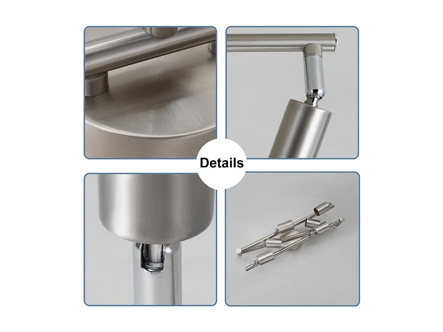 NETTLIFE 6 Nowoczesne reflektory sufitowe do salonu GU10 Obrotowe ze stali nierdzewnej 330° do sypialni w pomieszczeniach (bez żarówki)