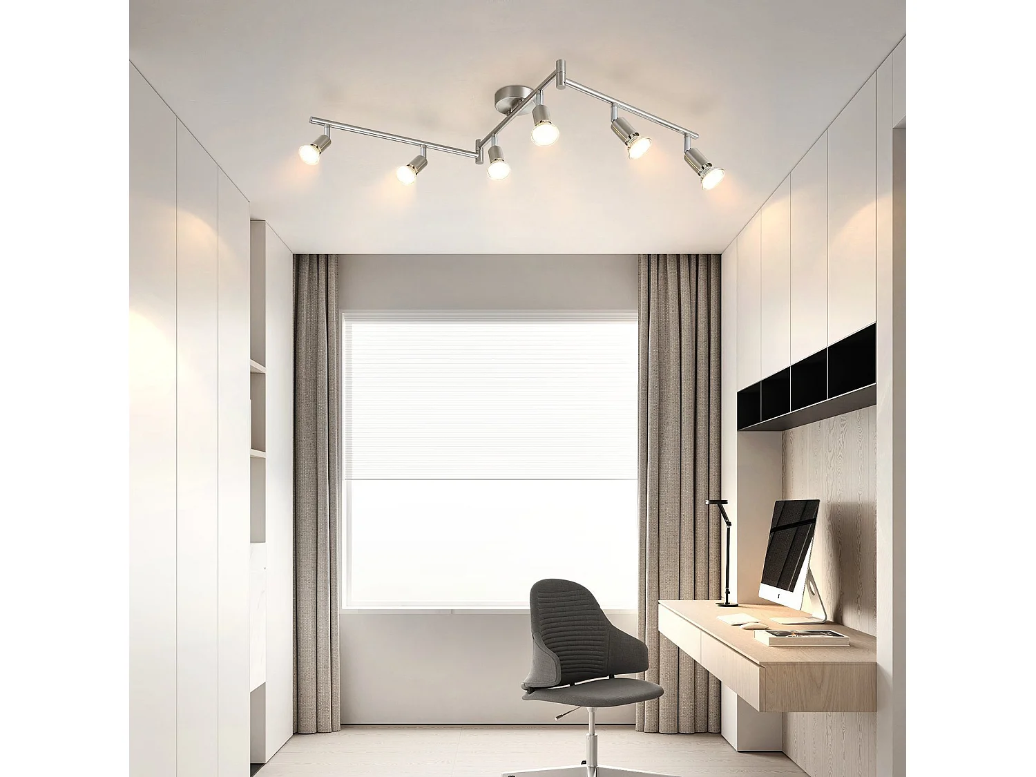 NETTLIFE 6 Spots de plafond salon moderne GU10 pivotants à 330° en acier inoxydable pour chambre intérieur (sans ampoule)