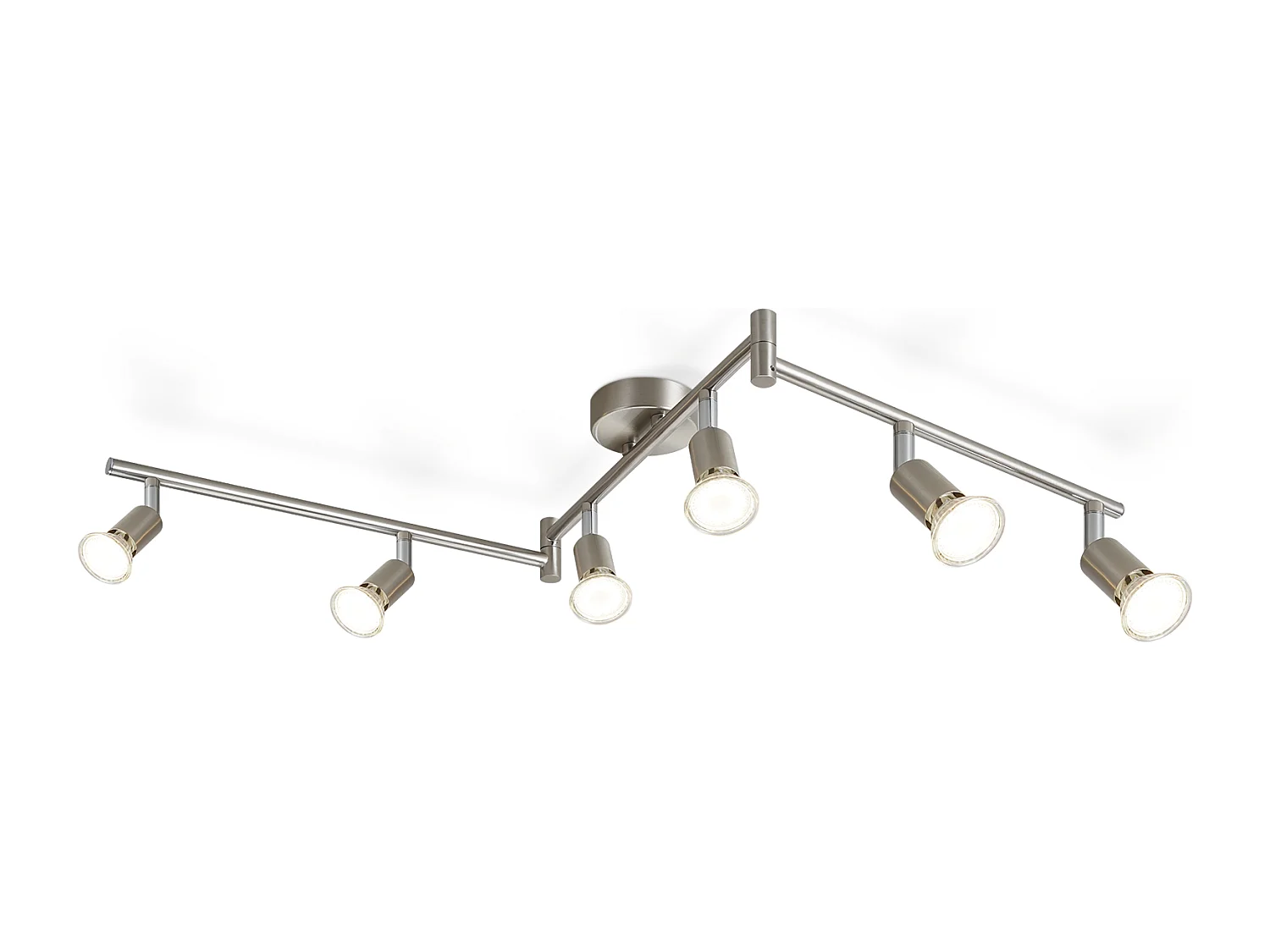 NETTLIFE 6 Spots de plafond salon moderne GU10 pivotants à 330° en acier inoxydable pour chambre intérieur (sans ampoule)