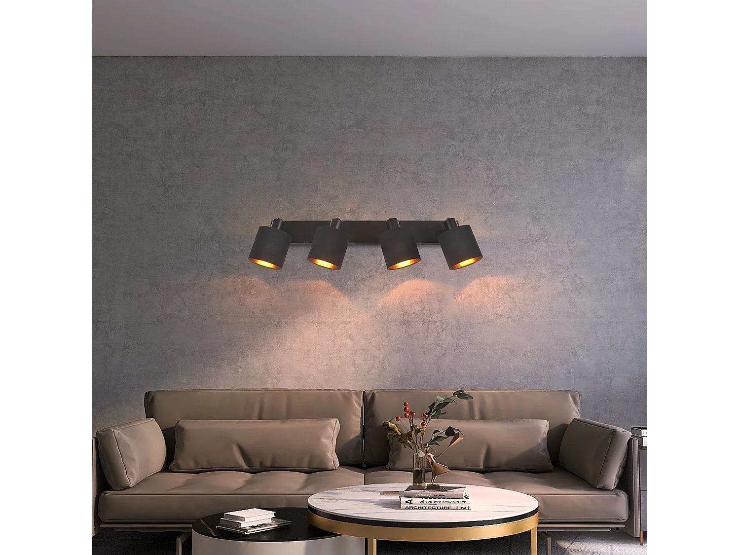 NETTLIFE 4 Spots de Plafond Noir Vintage E14 Pivotants à 350° MAX.25W avec Écran en Tissu pour Chambre Couloir Salon (Sans Ampoule)