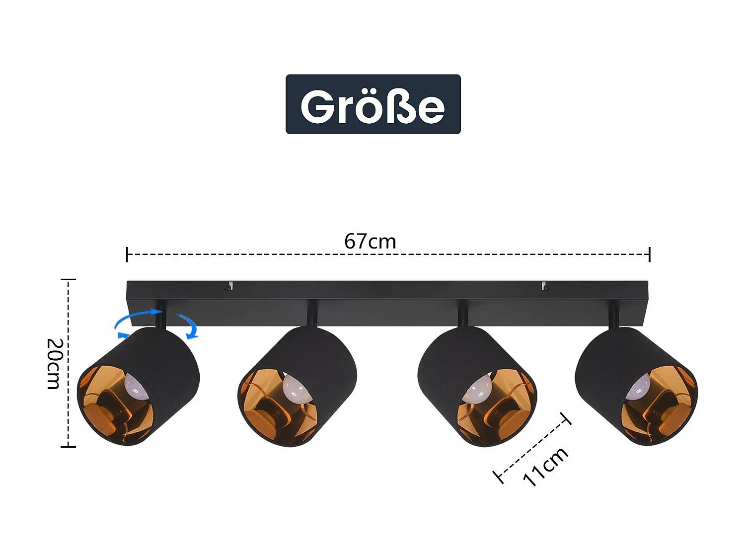 NETTLIFE 4 Spots de Plafond Noir Vintage E14 Pivotants à 350° MAX.25W avec Écran en Tissu pour Chambre Couloir Salon (Sans Ampoule)