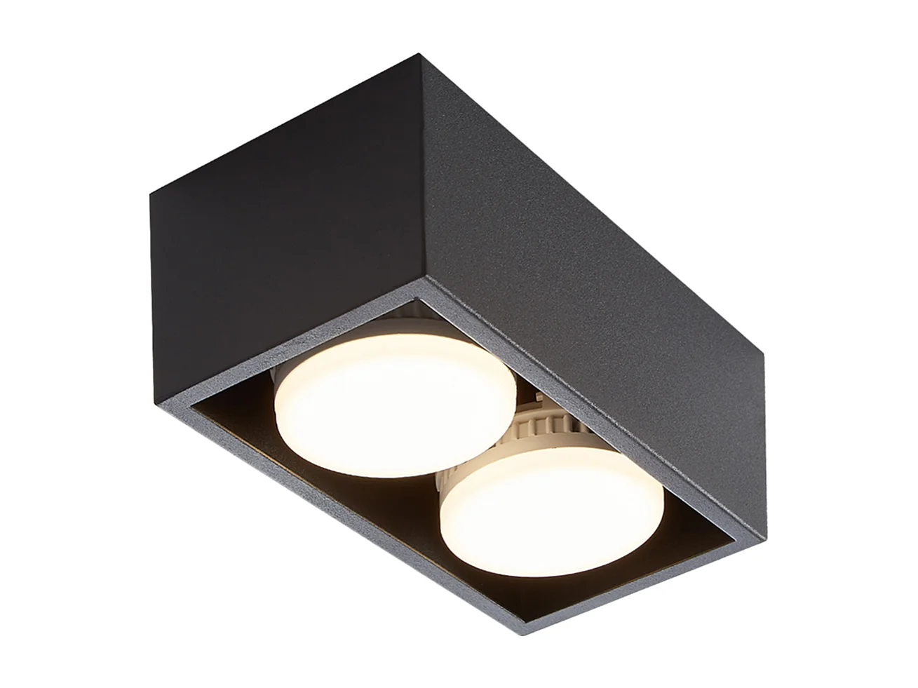 NETTLIFE 2 Spots de plafond en saillie noir avec lumière orientable blanc chaud moderne 2x5W GX53 carré plat pour cuisine salon salle à manger