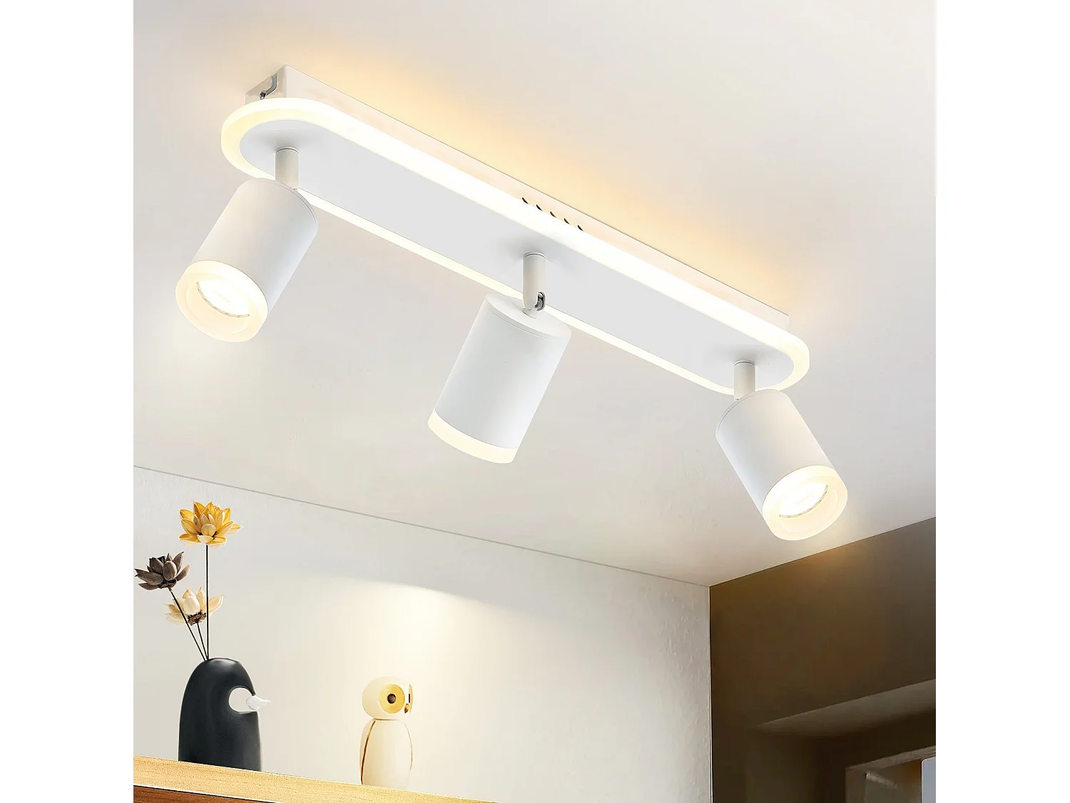 NETTLIFE, 3 LED - Deckenleuchten, warmweiß, GU10, aus Metall, drehbar um 330°, geeignet für Flur, Esszimmer, Küche und Wohnzimmer.