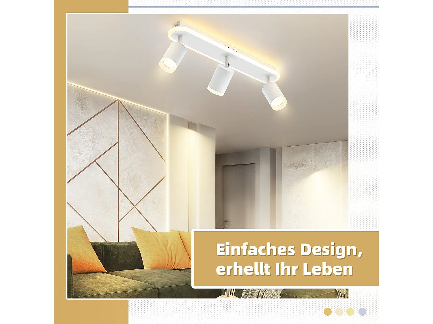 NETTLIFE, 3 LED - Deckenleuchten, warmweiß, GU10, aus Metall, drehbar um 330°, geeignet für Flur, Esszimmer, Küche und Wohnzimmer.