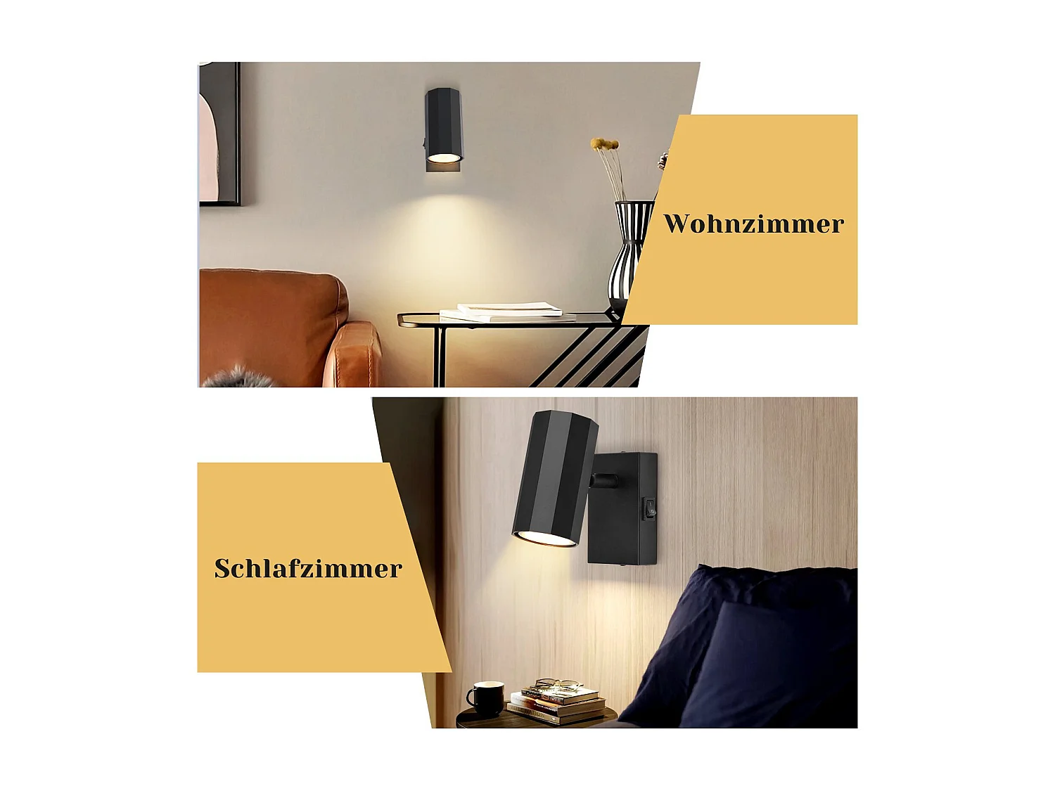 NETTLIFE Spot mural 1 flamme noir - Applique avec interrupteur métal GU10 Lampe de couloir orientable 350° MAX. 40W