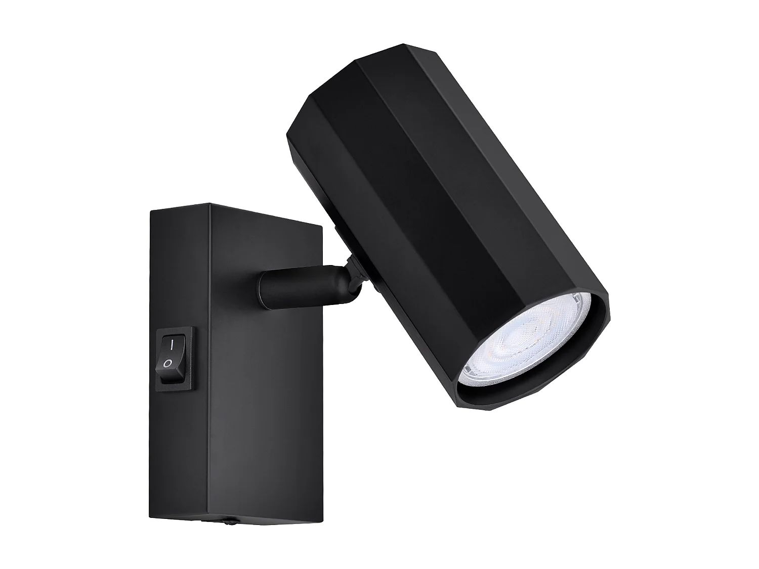 NETTLIFE Spot mural 1 flamme noir - Applique avec interrupteur métal GU10 Lampe de couloir orientable 350° MAX. 40W