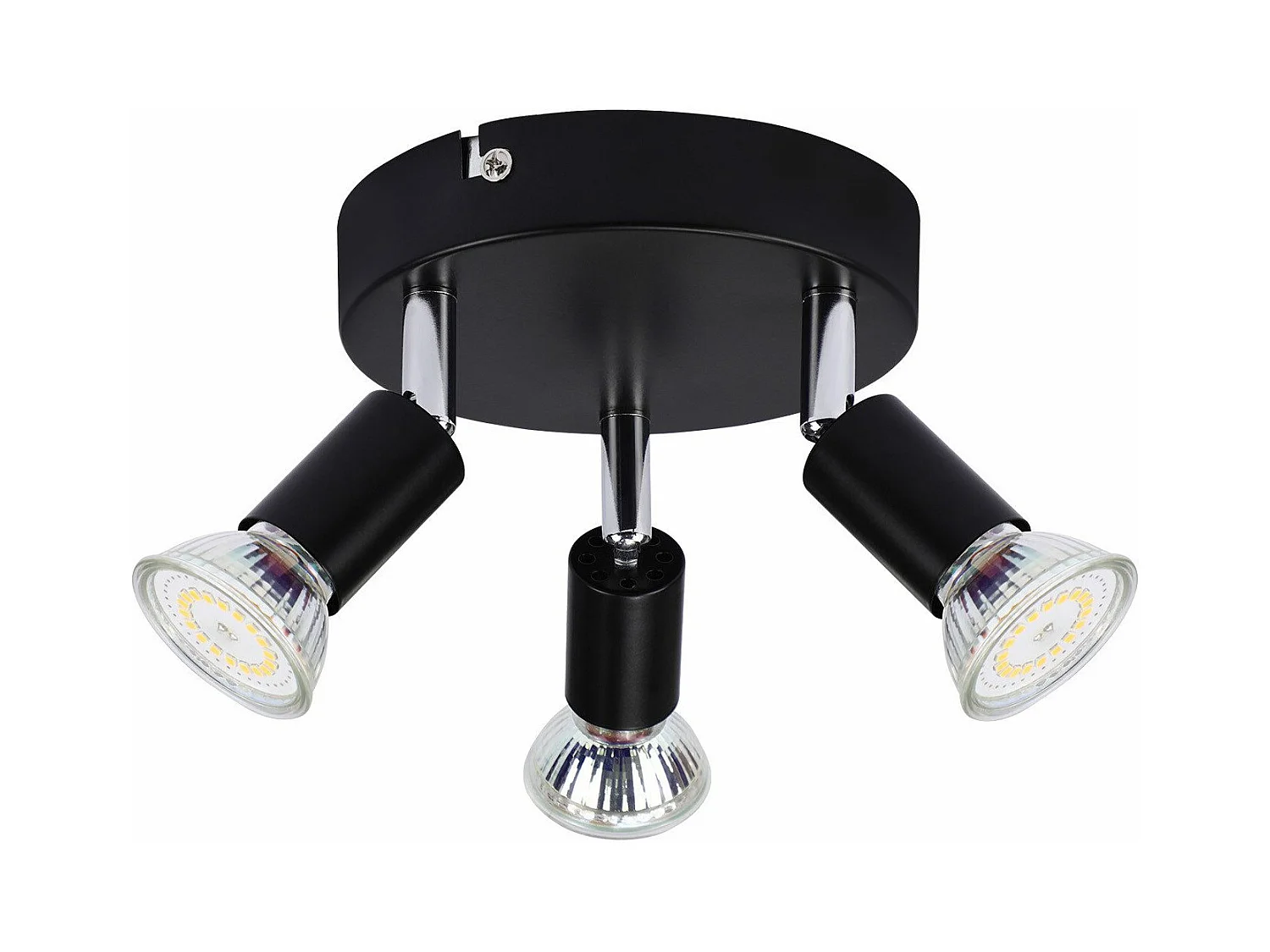 NETTLIFE 3 spots de plafond GU10 métal noir orientables style industriel pour couloir intérieur cuisine salon chambre salle à manger