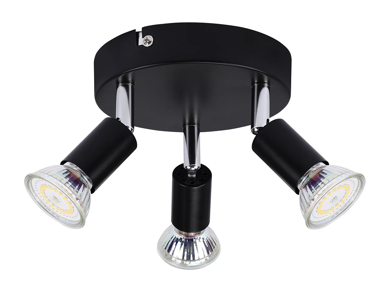 NETTLIFE 3 spots de plafond GU10 métal noir orientables style industriel pour couloir intérieur cuisine salon chambre salle à manger