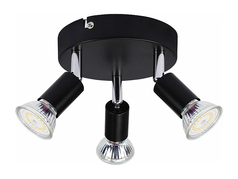 NETTLIFE 3 spots de plafond GU10 métal noir orientables style industriel pour couloir intérieur cuisine salon chambre salle à manger