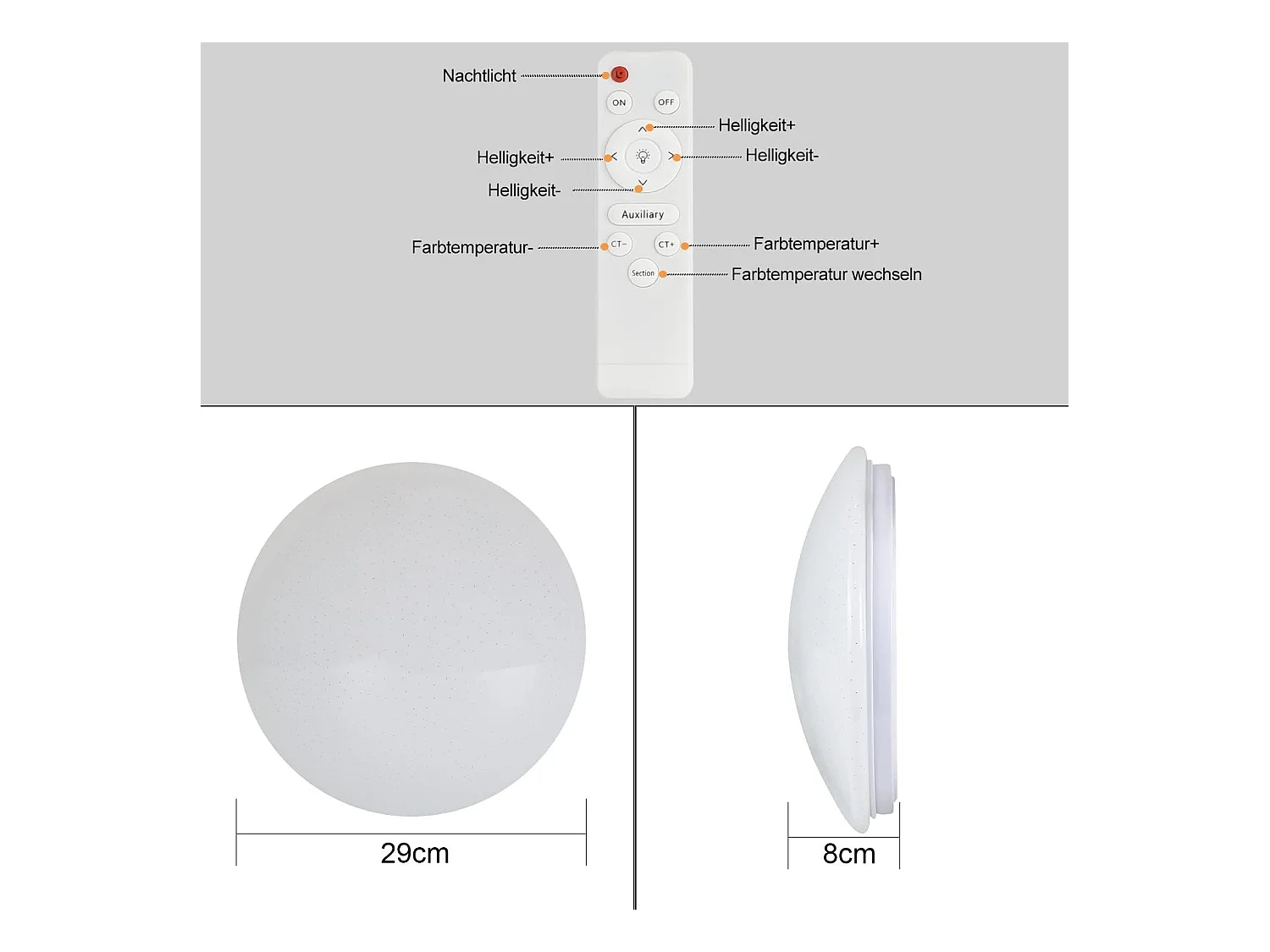 NETTLIFE Plafonnier LED Lampe de Chambre à Coucher Ciel Étoilé Intensité Variable avec Télécommande 37 W Lampe de Chambre d'Enfant 28 cm pour Salon