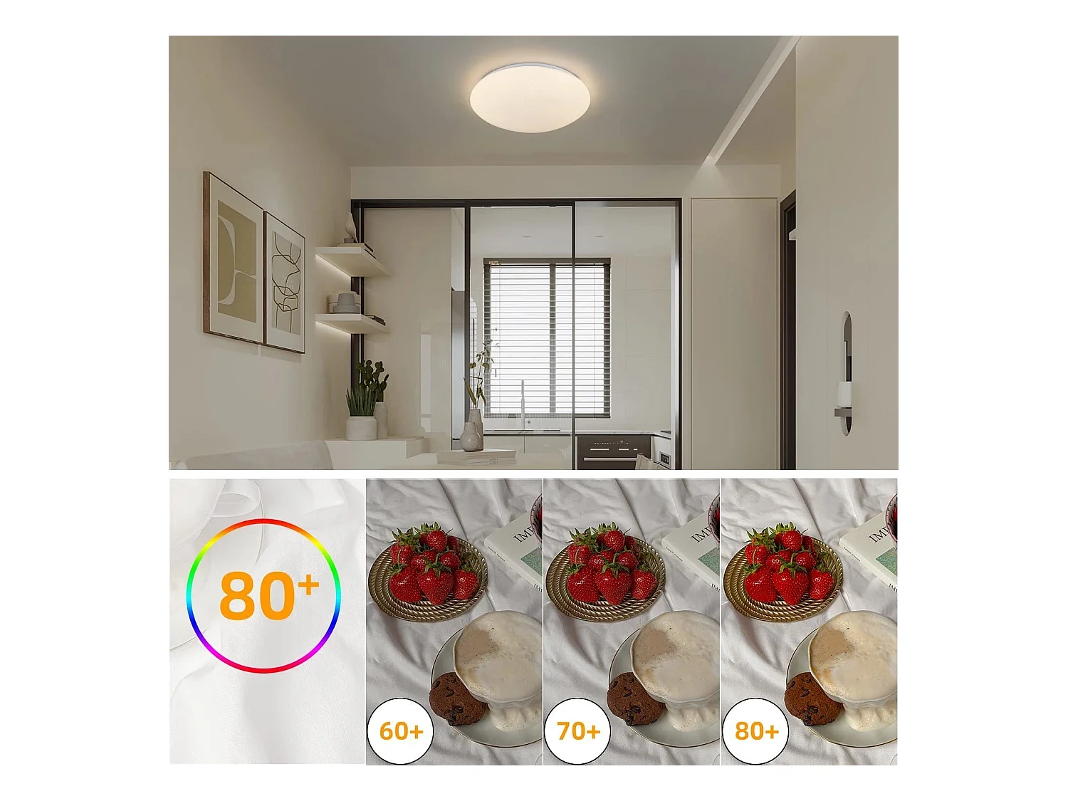 NETTLIFE Plafonnier LED Lampe de Chambre à Coucher Ciel Étoilé Intensité Variable avec Télécommande 37 W Lampe de Chambre d'Enfant 28 cm pour Salon