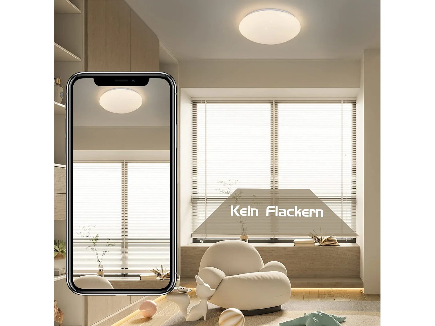 NETTLIFE Plafondlamp LED - 28cm - rond - Dimbaar - Moderne Keukenverlichting - met Sterrenhemelontwerp - Wit - voor Slaapkamer | Studeerkamer | Hotel - 37W