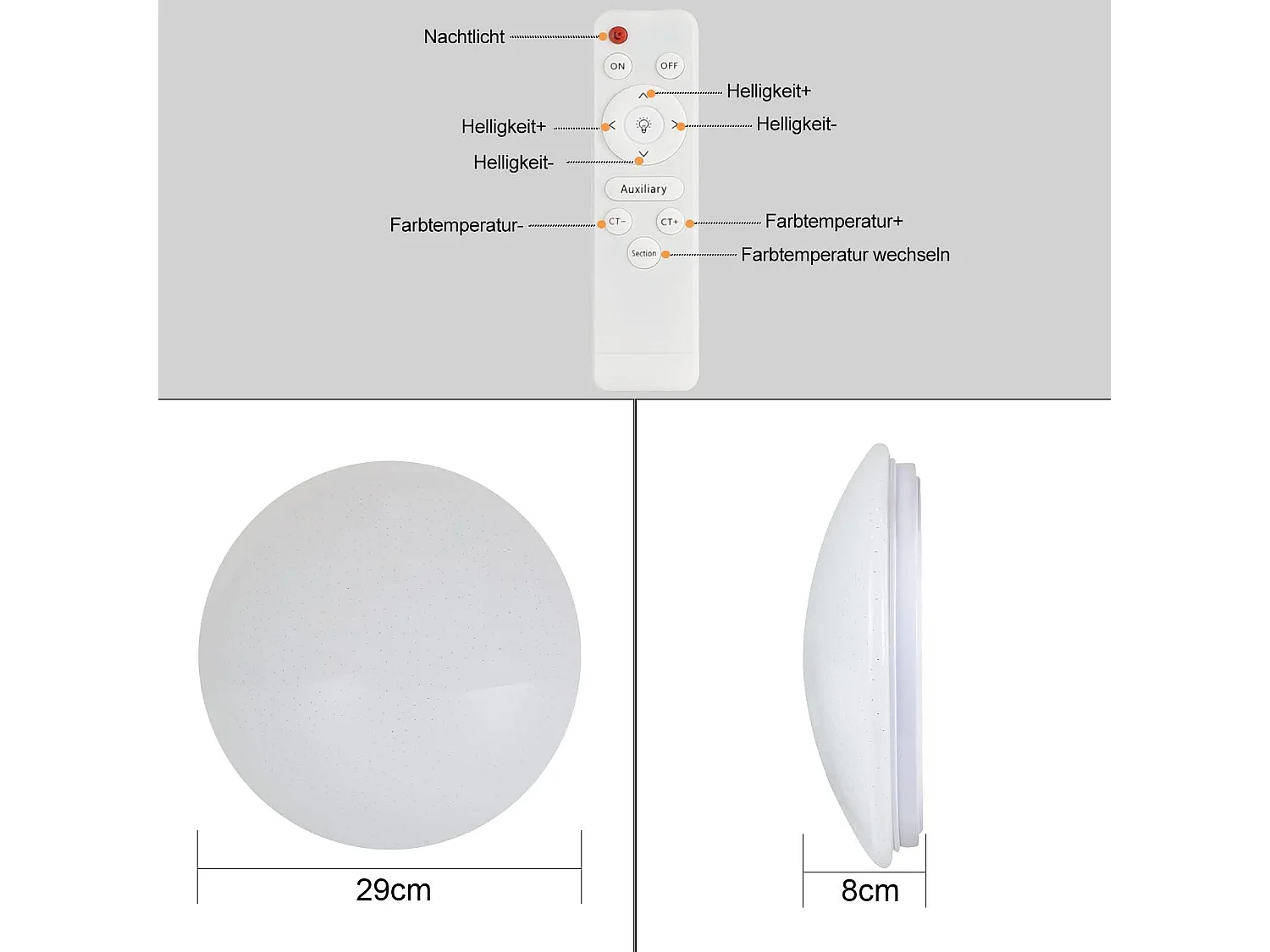 NETTLIFE Plafondlamp LED - 28cm - rond - Dimbaar - Moderne Keukenverlichting - met Sterrenhemelontwerp - Wit - voor Slaapkamer | Studeerkamer | Hotel - 37W